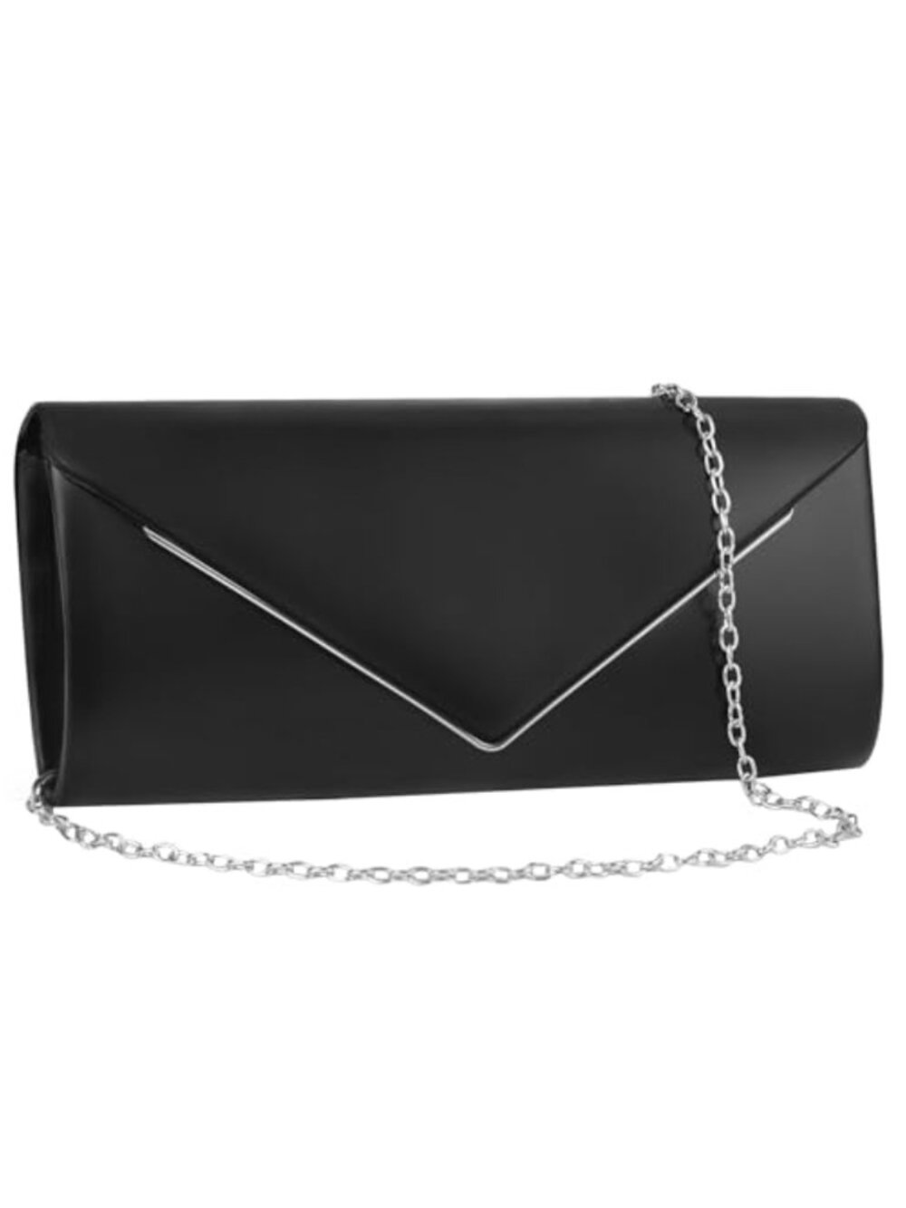 Women's Sparkling Envelope Clutch Purse, Vegan Leather Evening Bag w/